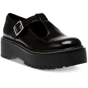 Wild Pair Amalie Chunky lug Platform MaryJanes Black T-Strap  Goth Y2K 7.5 NEW